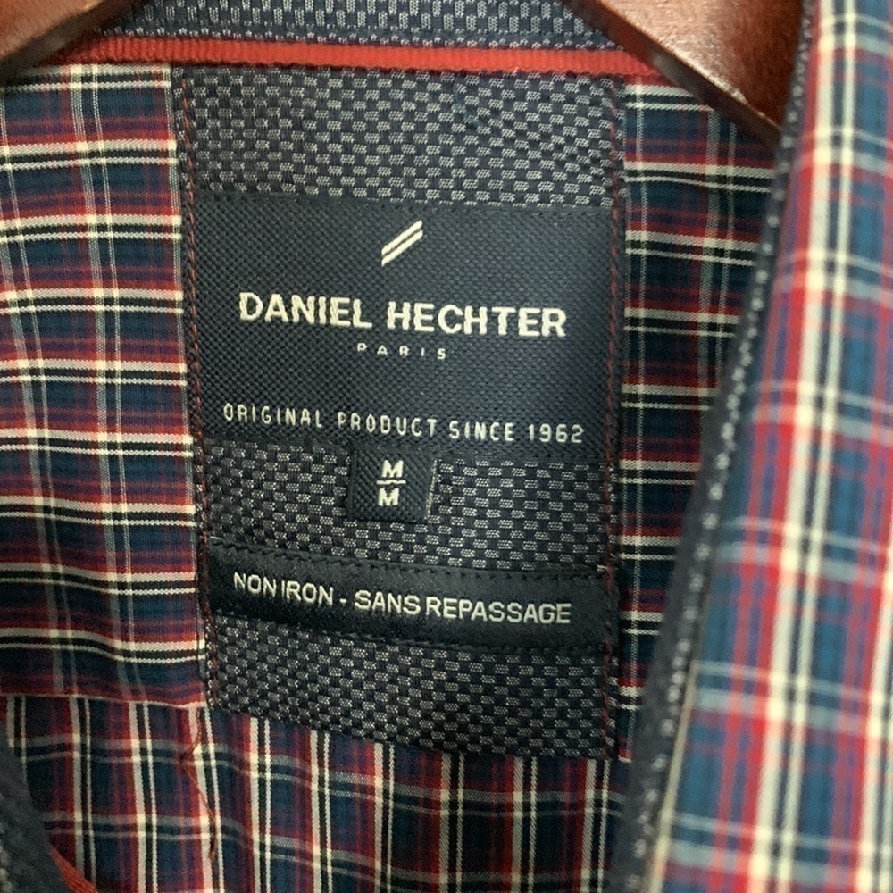 Daniel Hechter Plaid Long Sleeve Modern Fit Shirt No Iron Size M NWT - Picture 4 of 12